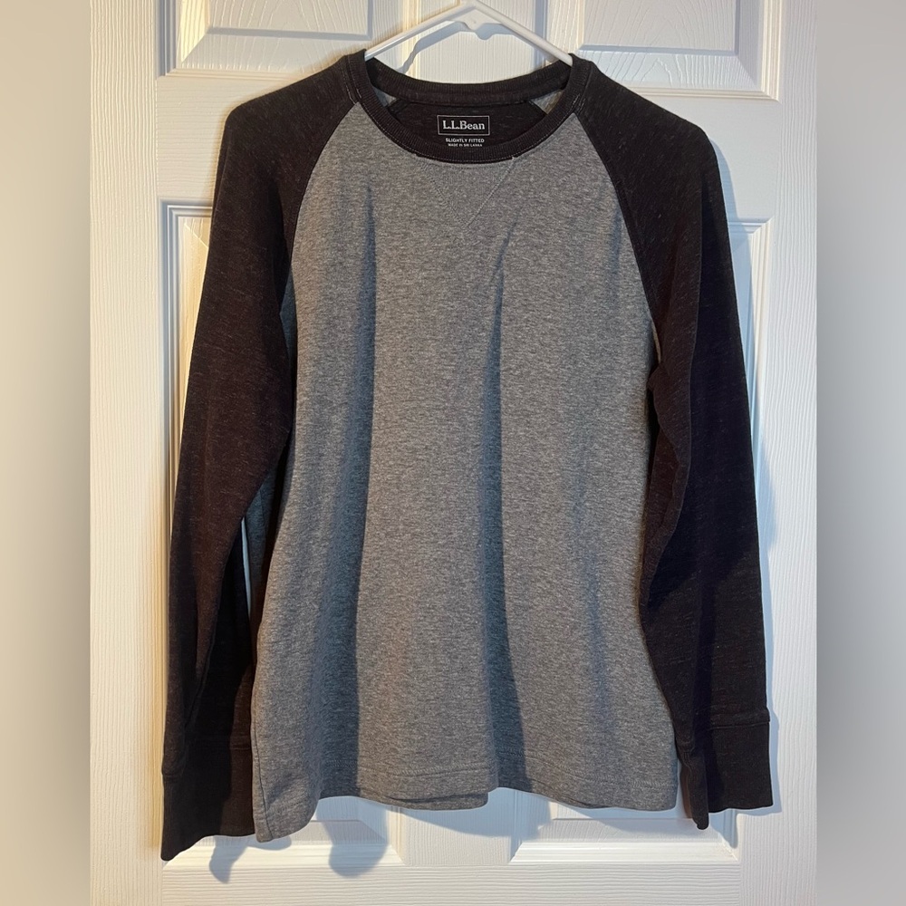 LL Bean Slightly Fitted Shirt Mens Small Regular Raglan Long Sleeve Pullover